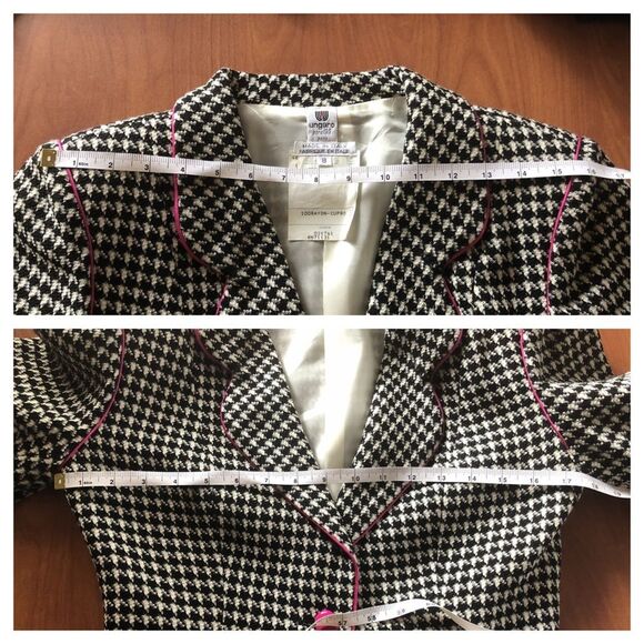 VTG 80s Ungaro Houndstooth Blazer & Pencil Skirt Suit SET S Wool Preppy Career - Picture 11 of 14
